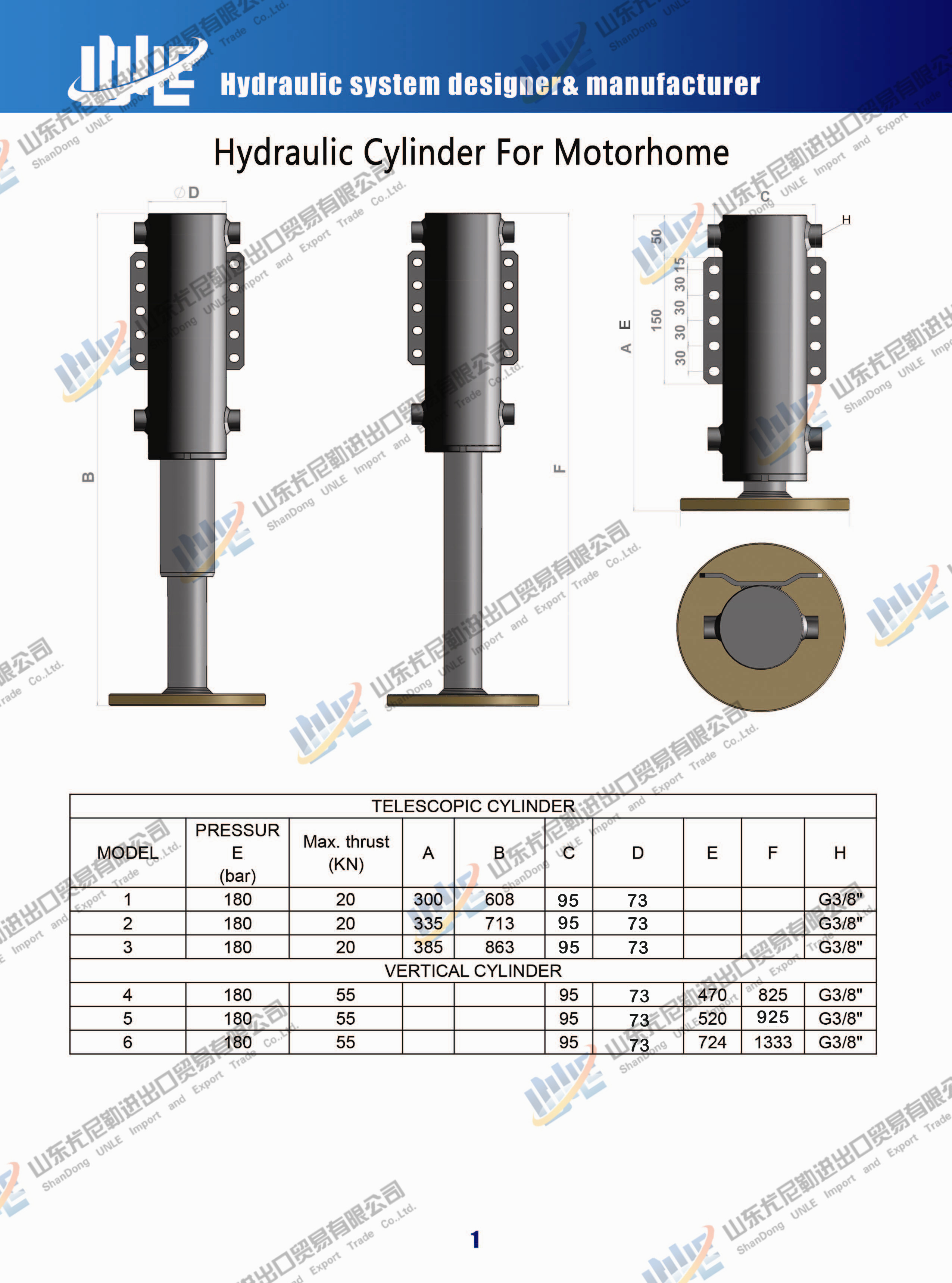 Lista de cilindros hidr&aacute;ulicos para la caravana.